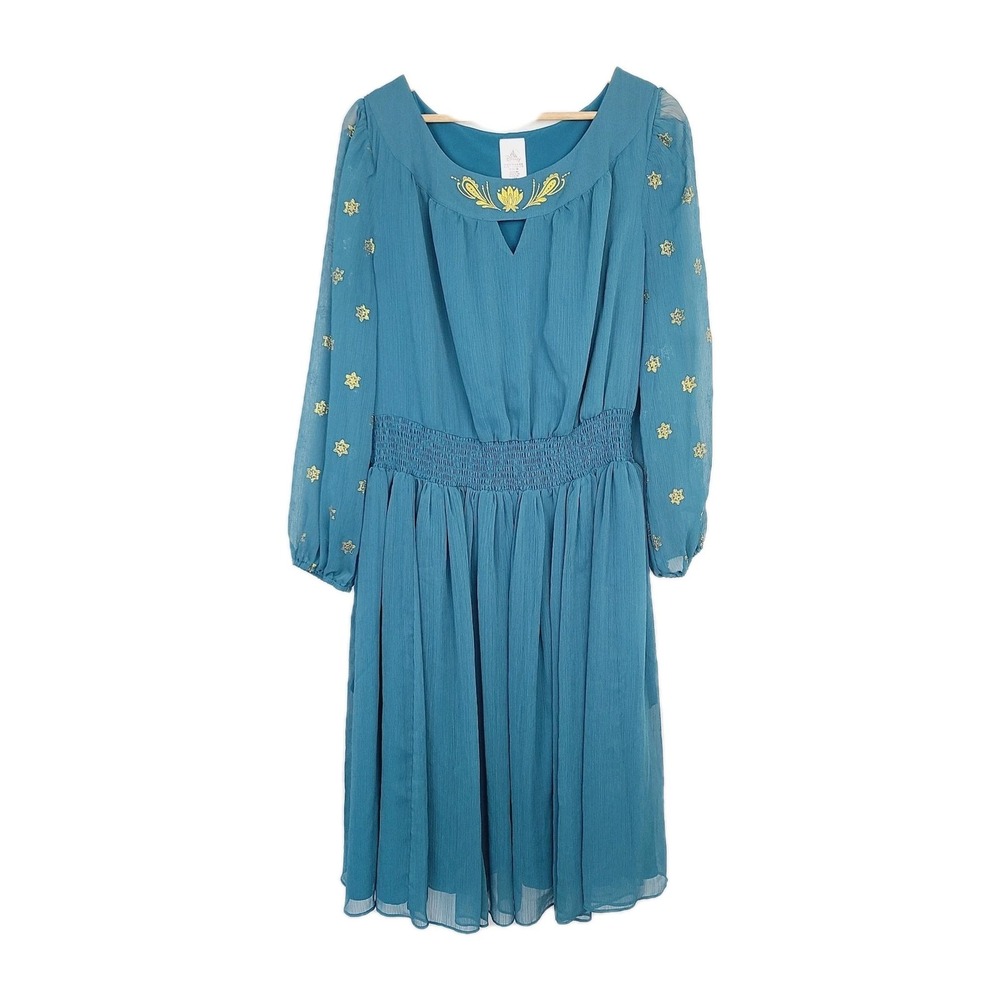Disney Teal Midi Dress with Yellow Embroidery